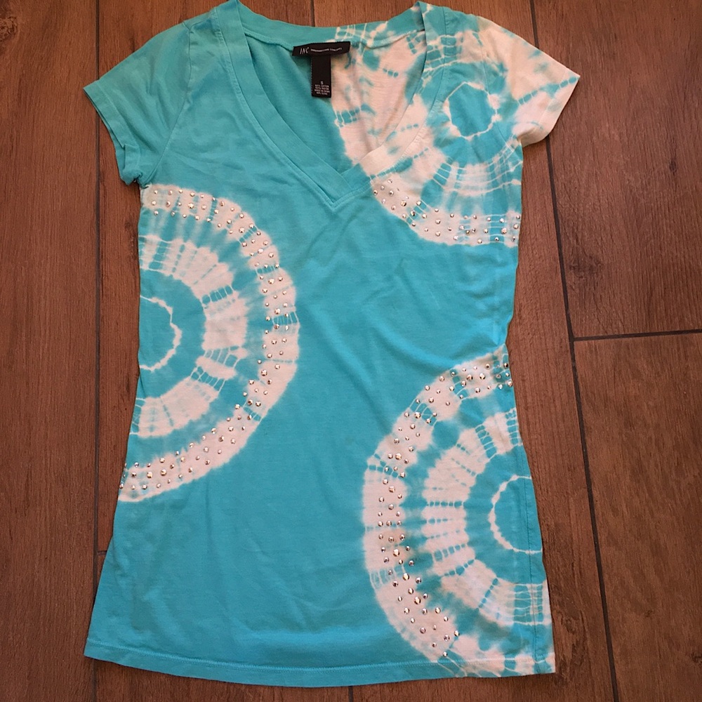 INC Blue Tie Dye T Shirt, S